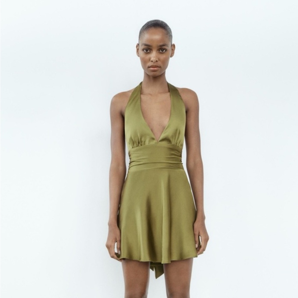 Zara Green Halter Babydoll Dress
